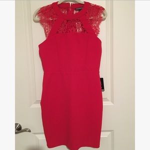 Express Red Cocktail Dress with Lace Detail NWT